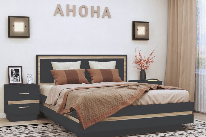 Тумба прикроватная Анона, антрацит