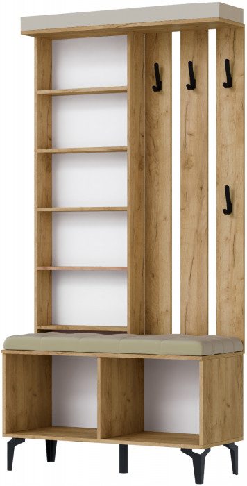 Модульная прихожая Милан, набор 1, Крафт золотой/Кашемир