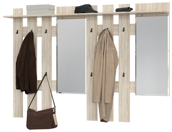 Лира ГК 2-3814+2-3814дубсон Вешалка с зеркалом, цвет дуб сонома, ШхГхВ 200х28х135 см., универсальная сборка