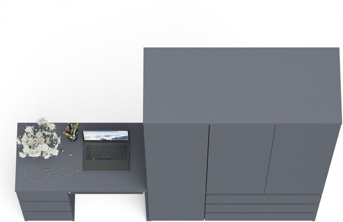Мори Стол компьютерный МС-6 левый + Шкаф МШ1200.1, цвет графит, ШхГхВ 210,4х50,4х209,6 см., выдвижные ящики слева, НЕ универсальная сборка