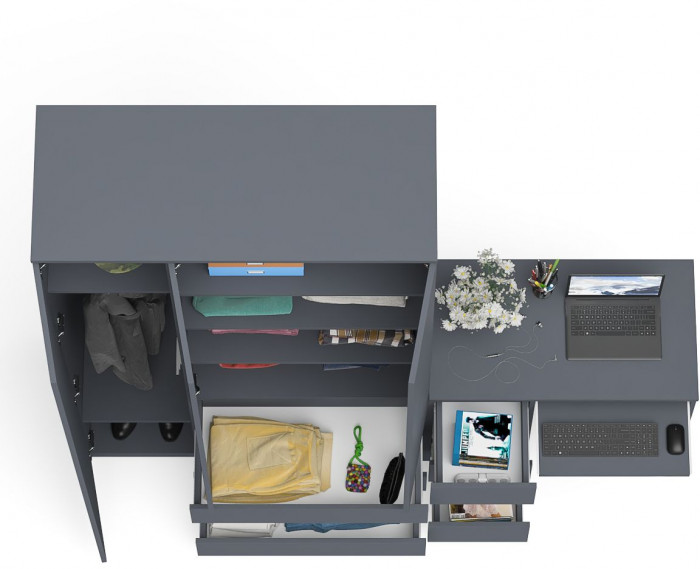 Мори Стол компьютерный МС-6 левый + Шкаф МШ1200.1, цвет графит, ШхГхВ 210,4х50,4х209,6 см., выдвижные ящики слева, НЕ универсальная сборка