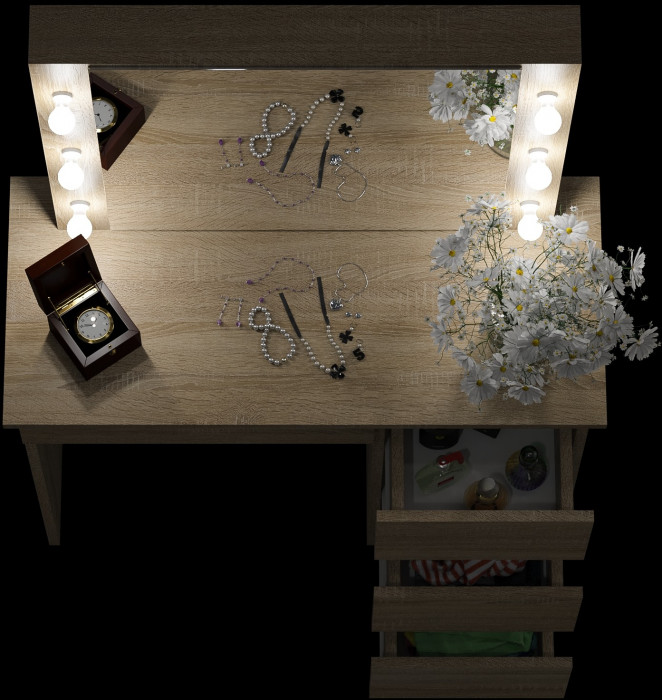 Стол косметический с подсветкой Сура, дуб сонома