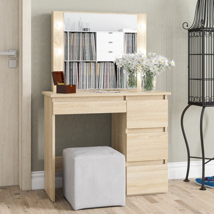 Стол косметический с подсветкой Сура, дуб сонома