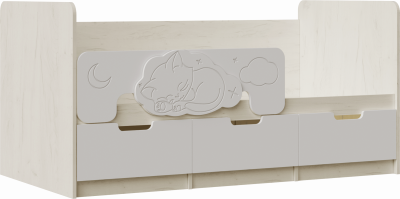 Юниор-4 Кровать 80х180 (Шарли белый, Крафт белый)