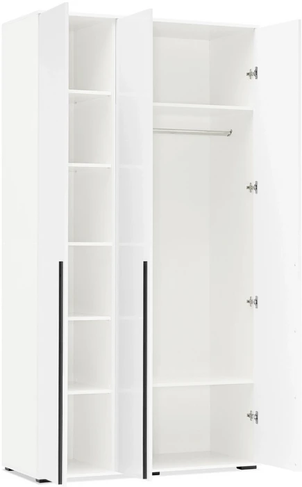 Норд Шкаф трехстворчатый 1200 Белый/Белый глянец холодный