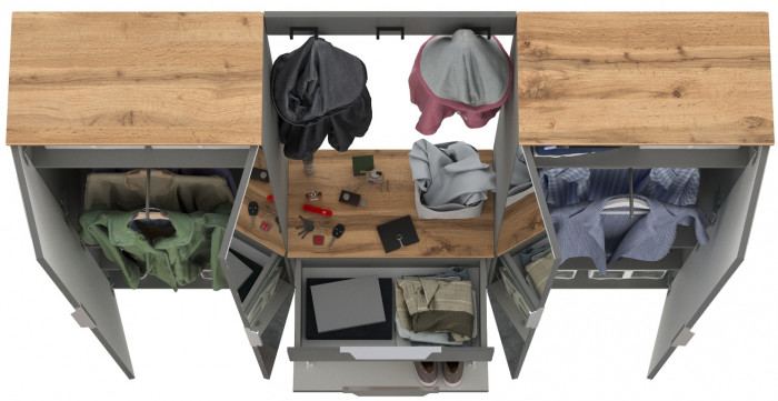 Октава Прихожая 26, серый графит/дуб крафт золотой/фасады МДФ серый графит