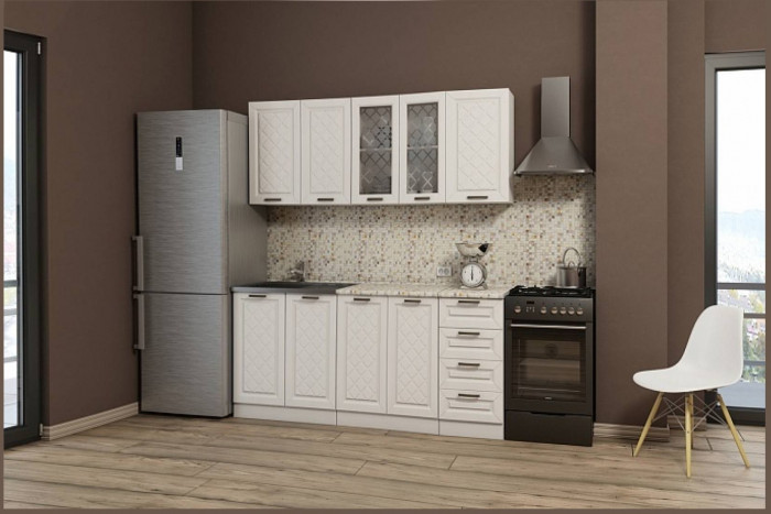 Кухня МДФ Агава 1600 (антрацит, Белый)