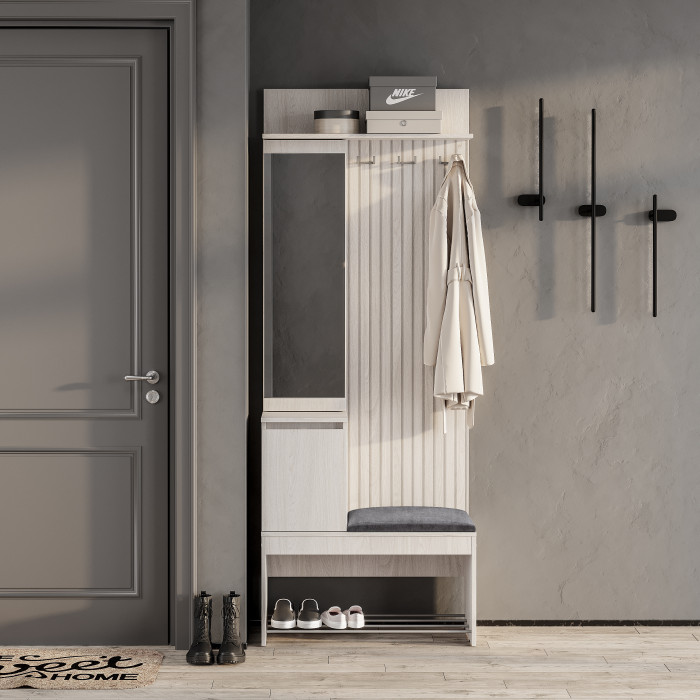 Прихожая "Лама" ПР-07 Ясень белый/Хром