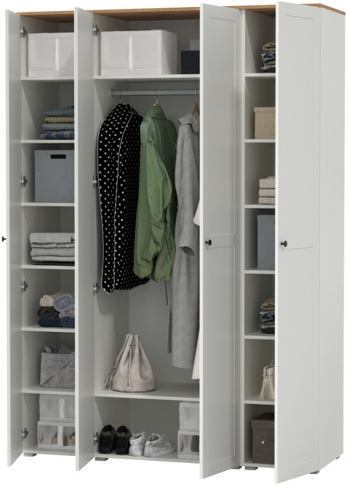 Остин Набор шкафов 02, цвет белый шагрень/дуб крафт золотой, ШхГхВ 160х54,3х229,6 см., универсальная сборка