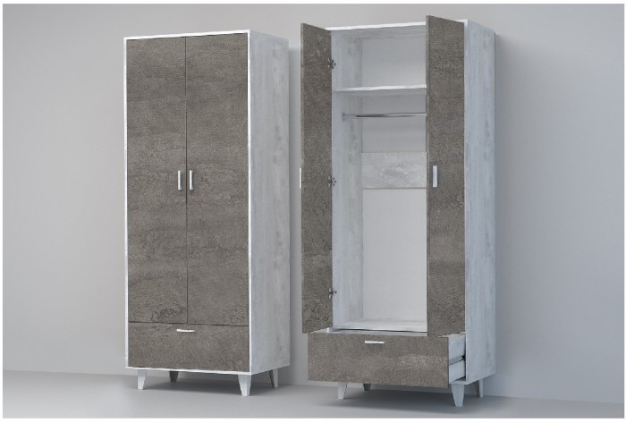 Эго Шкаф ШК-1 НГ (Глянец Белый/Бетон Светлый)