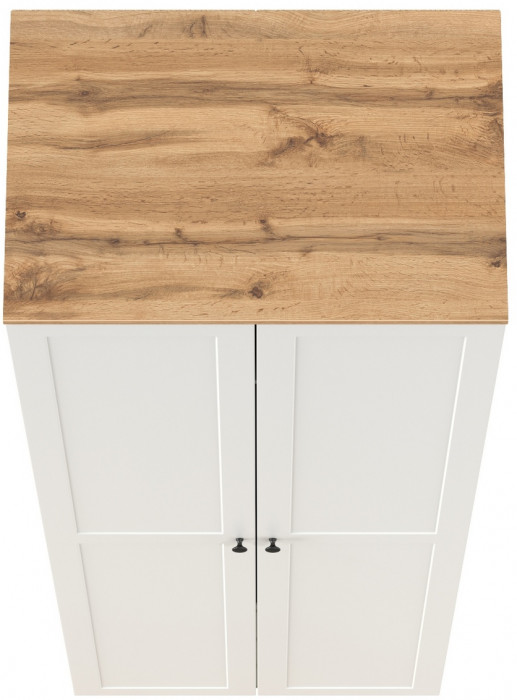 Остин 13.336.02 Шкаф для одежды(две двери), белый шагрень/дуб крафт золотой