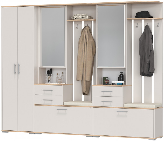 Прихожая Домино 3, дуб крафт золотой/кашемир серый