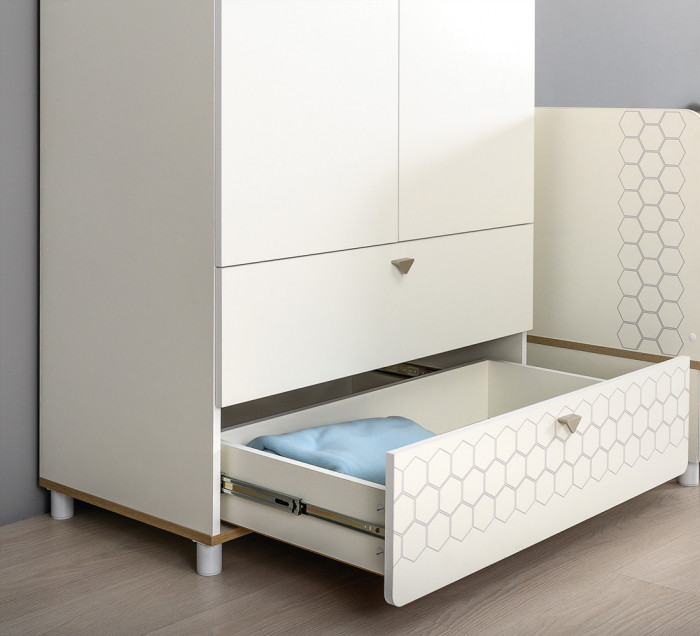 Эйп 13.334 Шкаф для одежды + 13.14 Стеллаж, белый/дуб белый