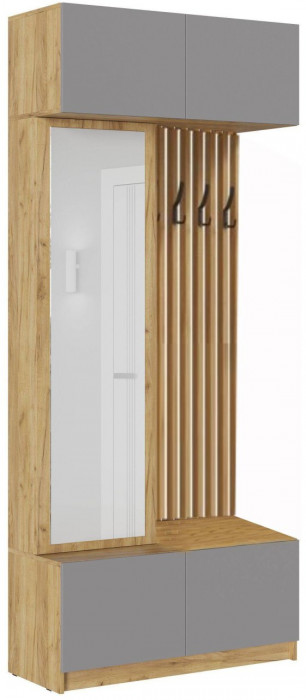 Прихожая Роджина (Белый глянец, Дуб Крафт Золотой)