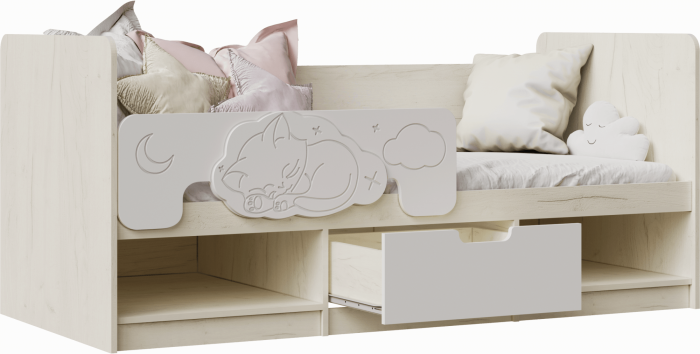 Юниор-4 Кровать 80х180 (Шарли пинк, Крафт белый)