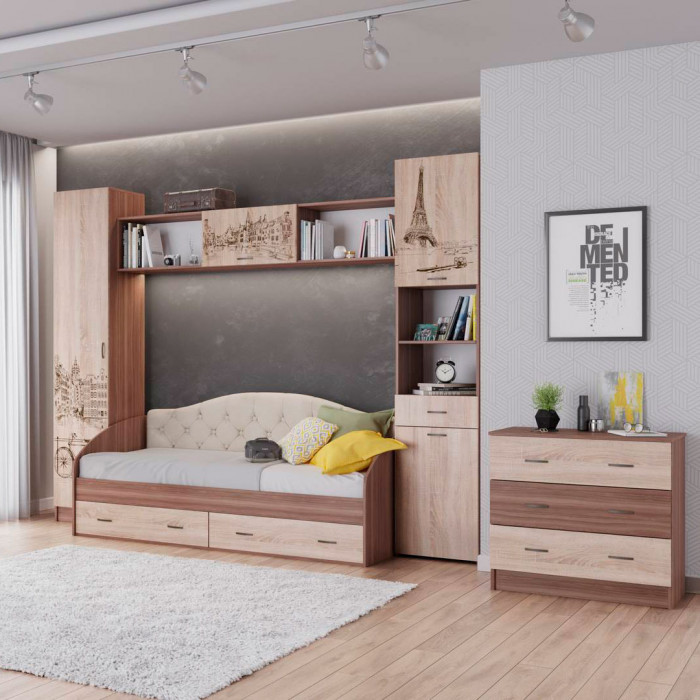 Навесная секция Орион (350х1940х270) ясень шимо/дуб сонома