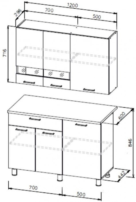 Кухня 1,2м "Айсбери" белый/сонома