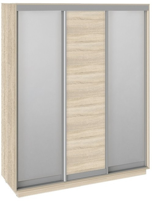 Румер СШК 1.180.60-13.11.13 Шкаф-купе 3-х дверный (1800x600x2200) (Дуб Сонома, Зеркало/Белый снег/Зеркало)