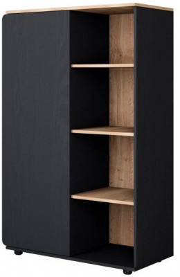 Дельта Лофт 13 Шкаф с открытыми полками (Черный / Светлый дуб)