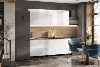 Кухня Челси 2,0м, Белый глянец/Белый, (Кастилло темный)