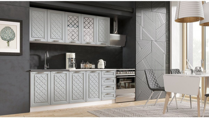 Кухня МДФ Агава 2000 (Лиственница светлая, Белый)