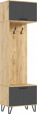 Флэш Прихожая Шкаф с вешалками (Браш Графит, Дуб Крафт)