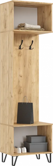 Флэш Прихожая Шкаф с вешалками (Браш Мени Грин, Дуб Крафт)