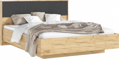 Сильвия Кровать парящая 1,6м (ортопед дерево) Браш Графит/Дуб Крафт, Дуб Крафт