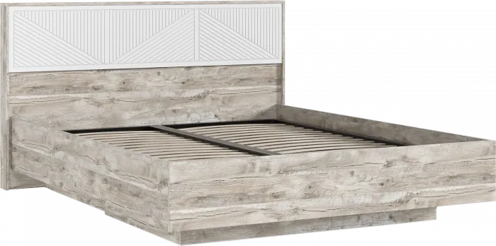 Сильвия Кровать парящая 1,6м (ортопед дерево) Браш Вайт/Дуб Юкон, Дуб Юкон