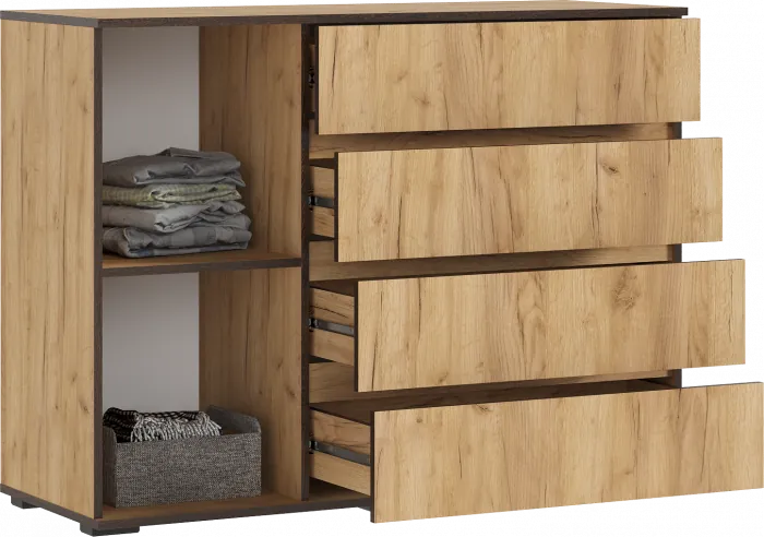 Норд Комод 1 дверь 4 ящика (1200), Дуб крафт