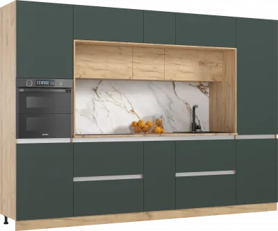Модульная кухня Карина ЛДСП, Дуб крафт золотой/Изумрудный