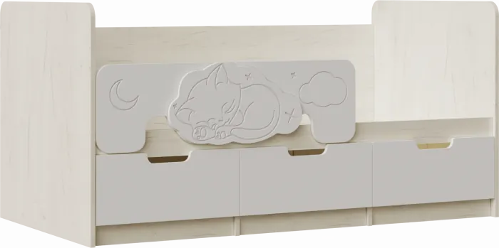 Юниор-4 Кровать 80х160 (Крафт белый, Шарли пинк)