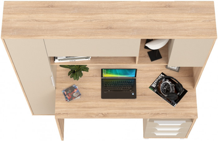 Стол компьютерный Комфорт 12.95N, цвет дуб сонома/сатин, ШхГхВ 162х60,3х180 см., НЕ универсальная сборка (Стол рабочий)