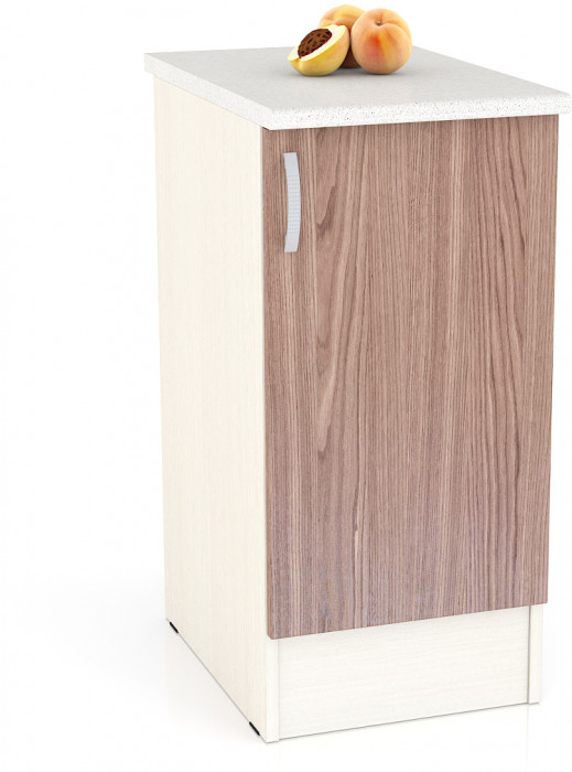 Кухня Мери ШН400 Стол 40 см., цвет дуб/ясень шимо тёмный, ШхГхВ 40х60х85 см., универсальная дверь (столешница № 130 сахара белая)