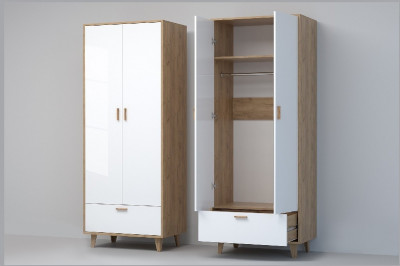 Эго Шкаф ШК-1 НГ (Глянец Белый/Дуб Крафт Золотой)