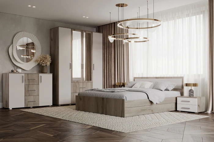 Модульная спальня Фиеста NEW, Крафт серый/Кашемир