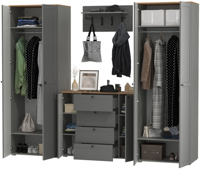 Остин Прихожая 27, серый графит/дуб крафт золотой