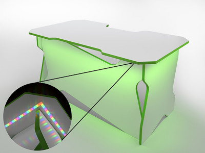 Игровой компьютерный стол RVG с подсветкой Белый/Салатовый 140