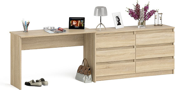 Мори письменный стол МСП1200.1 + Комод МК1380.6, дуб сонома