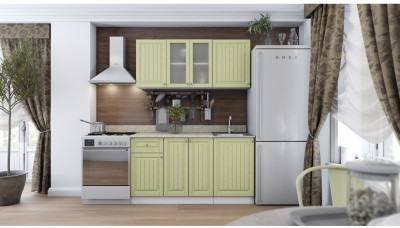 Кухня МДФ Хозяюшка 1500 (Фисташка, Белый)