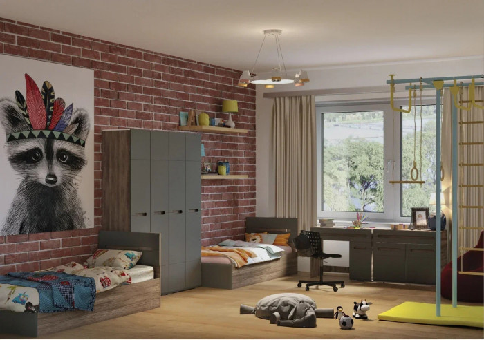 Кровать с настилом 90х200 Наоми КР-12, графит