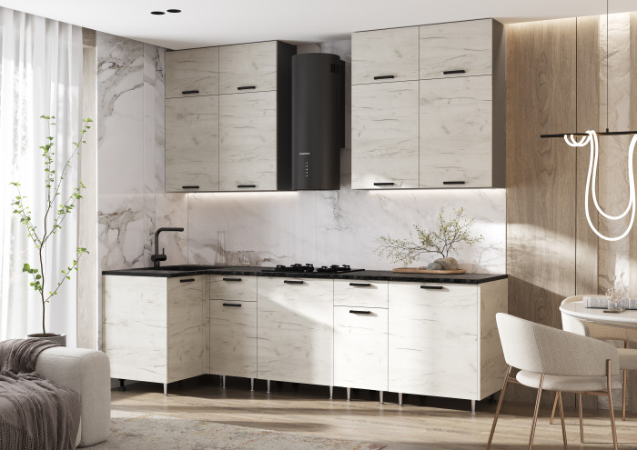 Кухня Рио NEW 1,0х2,6м/1080м (490), Компановка №3, Графит/Дуб крафт белый