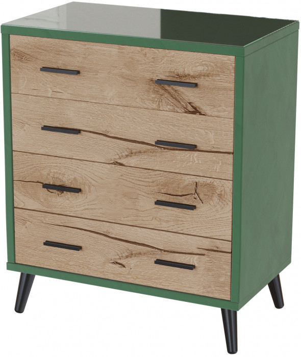 Комод интерьерный Ланс изумруд/мдф дуб канадский
