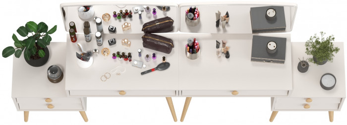 Афина Спальня Трюмо х 2, цвет кашемир серый, ШхГхВ 2х105х38,6х129 см., универсальная сборка