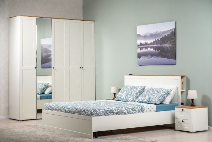 Остин 13.336.03 Шкаф для одежды(три двери, белый шагрень/дуб крафт золотой