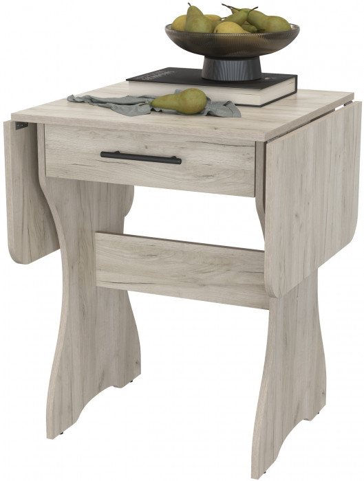 Стол обеденный раскладной с ящиком 6-02.120ТМдкс, дуб крафт серый