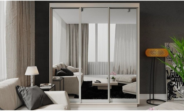 Румер СШК 1.180.60-13.13.13 Шкаф-купе 3-х дверный (1800x600x2200) (Дуб сонома, Зеркало/зеркало/зеркало)