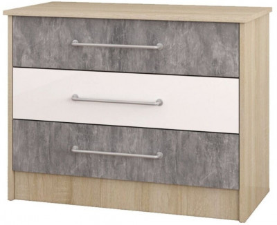 Колибри-лофт Комод дуб сонома/ателье светлое+акрил белый