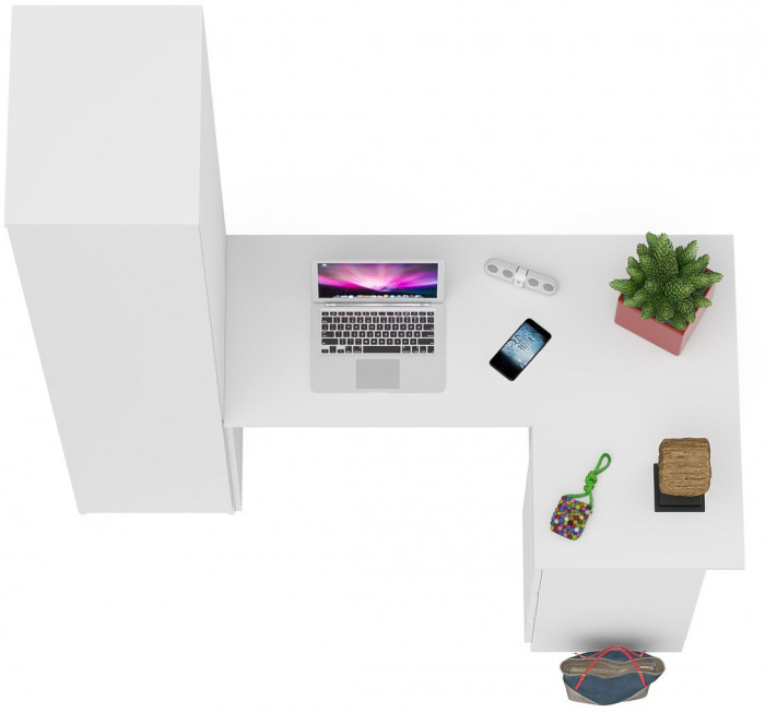 Мори Стол компьютерный МС-16 правый + Пенал МШ400.1, цвет белый, ШхГхВ 164,8х84,9х209,6 см., выдвижные ящики справа, НЕ универсальная сборка