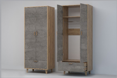 Эго Шкаф ШК-1 НГ (Камень Темный/Дуб Крафт Золотой)